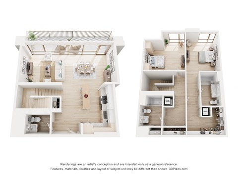 Floor plan for 2 beds, 2.5 baths, 1480 sqft